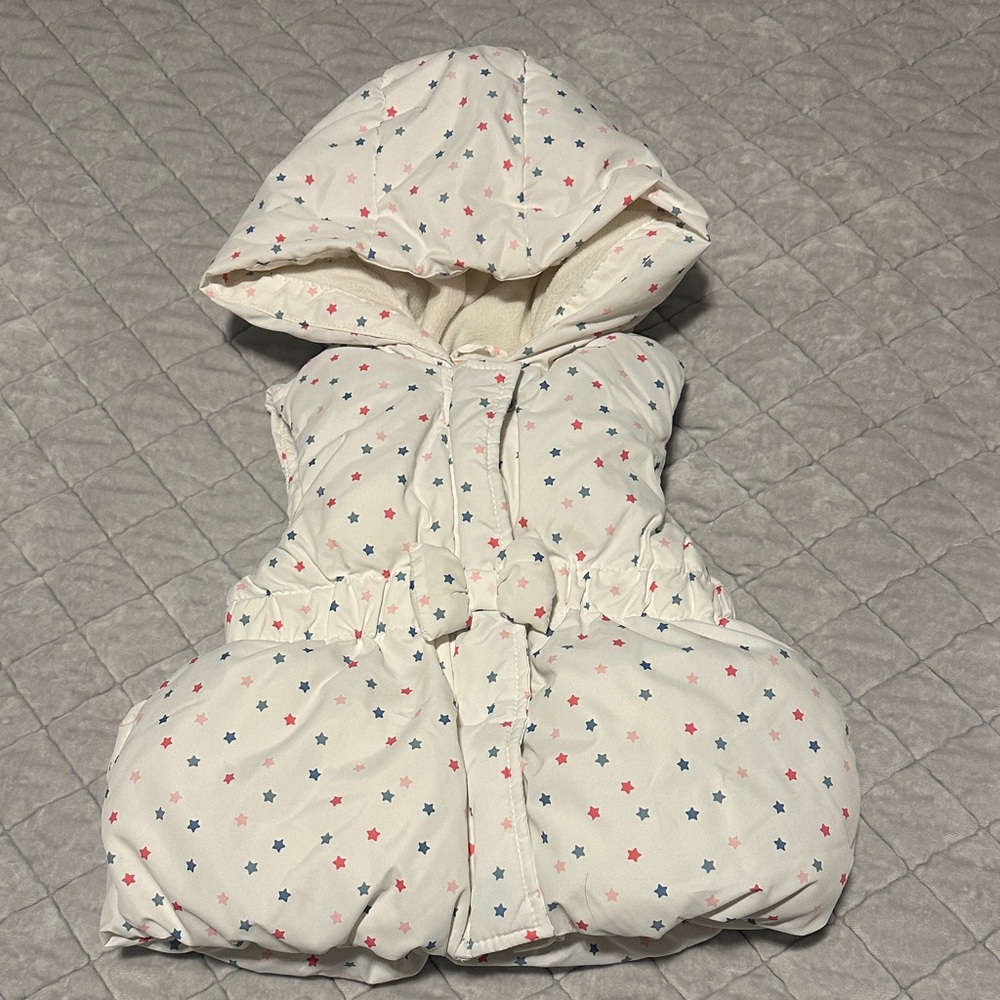 Gymboree white star puffer vest with bow for toddler girl 4T-5T